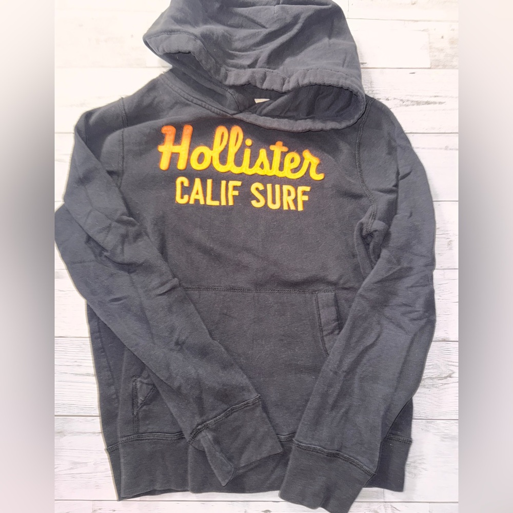 Hollister Men's hoodie Blue and Orange